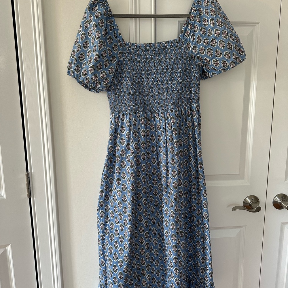 Floral Blue Smocked Dress